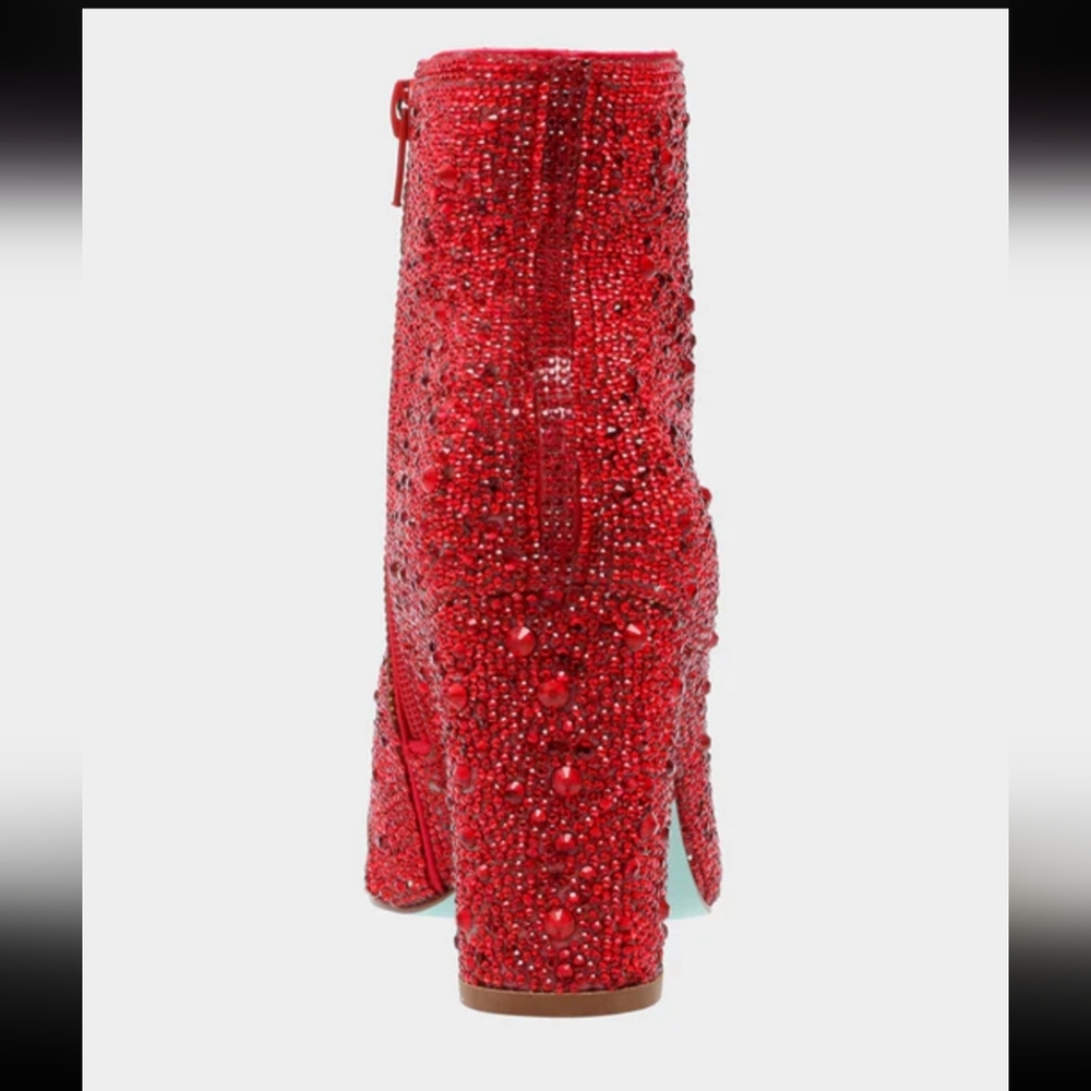 SOLD NEW Betsey Johnson Cady Red Booties Size 10M - Picture 5 of 8
